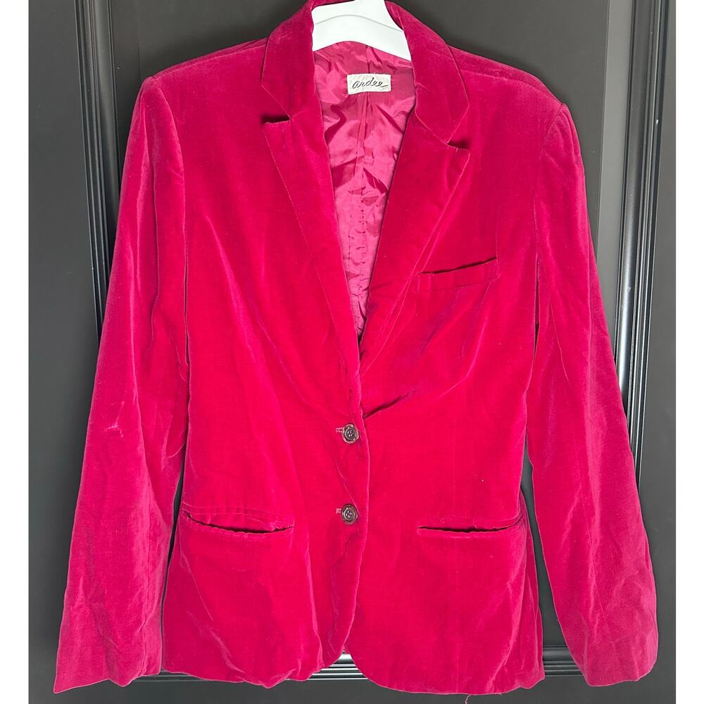 🌻Vintage Red Velvet Blazer- Made in Japan- Women's 5/6- "Ardee" Label